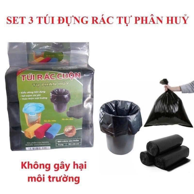 SET 3 CUỘN TÚI RÁC ĐEN TAHUFA