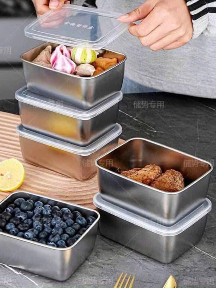 Hộp inox đựng thực phẩm có nắp đậy hình chữ nhật
