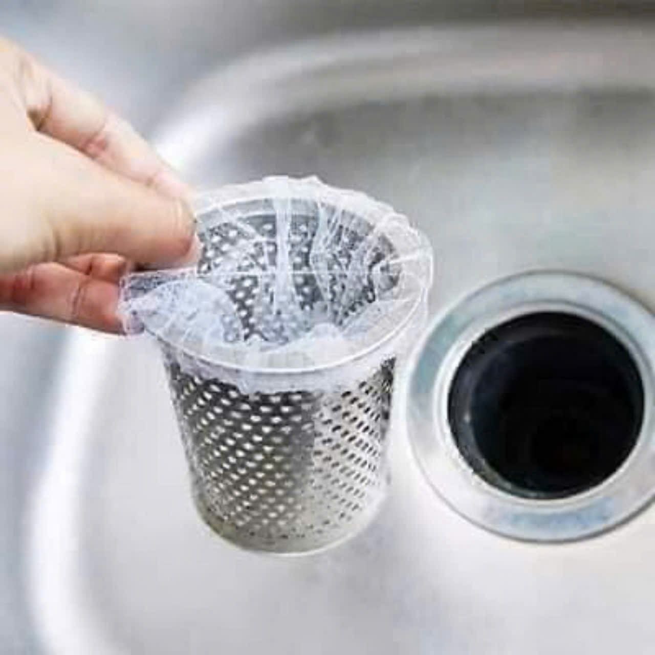 Bịch 100 túi lọc rác bồn rửa bát tái dùng lại dc nhiều lần