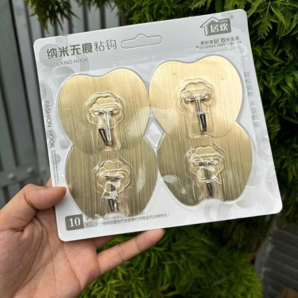Vỉ 4 Móc Dán Tường NHÔM Hình TÁO