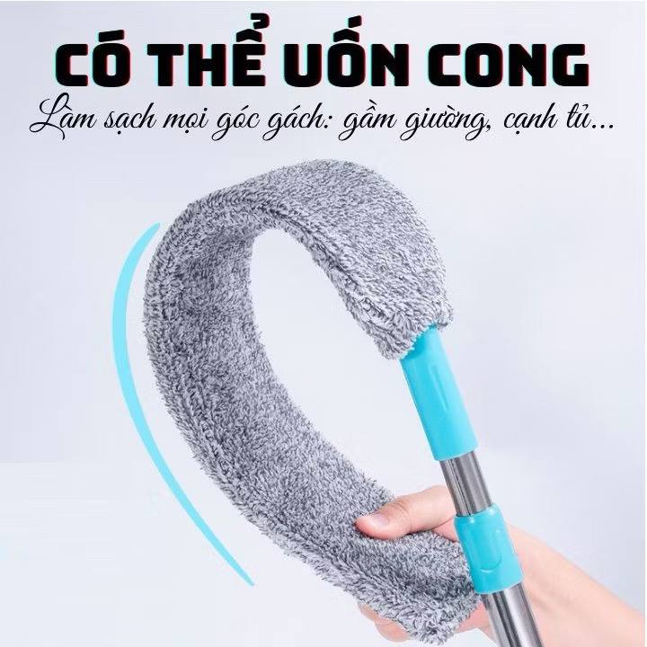 Chổi Quét Cây Lau Trần Nhà, Gầm Giường Rút Gọn Có Thể Uốn Cong làm sạch mọi ngóc ngách tiện dụng cán dài 127cm