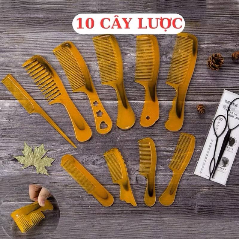 Bộ 10 chiếc lược nhựa cao cấp họa tiết CỔ ĐIỂN SANG TRỌNG – mềm dẻo, chống gãy răng